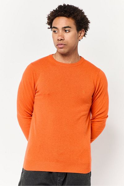 Harmont & Blaine Men Crew Neck Long Sleeves Embroidered Logo Sweater, Orange