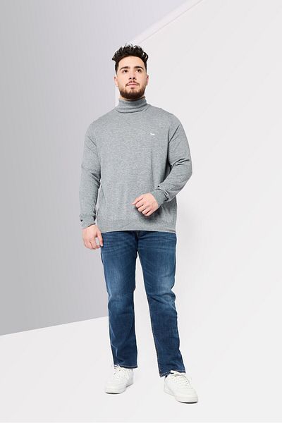 Harmont & Blaine Men Turtle Neck Embroidered Logo Long Sleeve Sweater, Grey