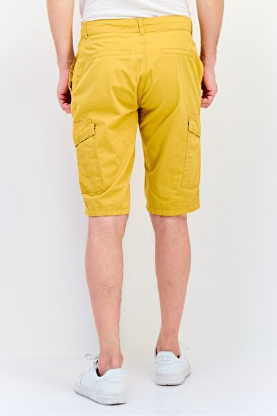 DeFacto Men Solid Cargo Shorts, Mustard