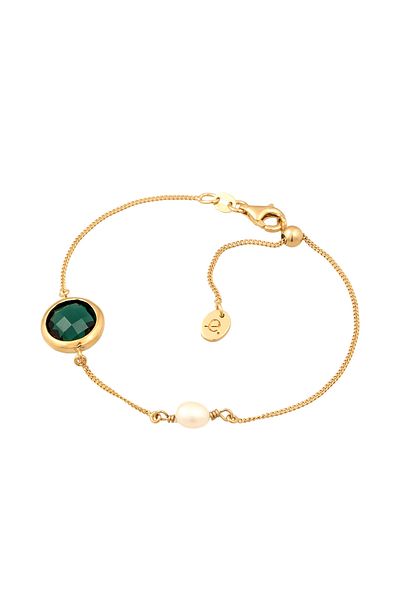 ELLI Dámský náramek, kruhový, s motivem quartzu, šachovnice, dvojité zasazení, zelený, 925 Sterling S