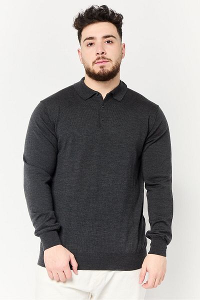 Harmont & Blaine Jeans Men Spread Collar Knitted Sweater, Grey