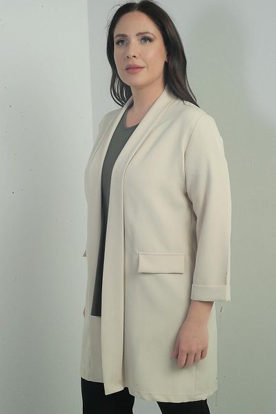 By Saygı Jachetă lungă Max Lycra cu guler șal
