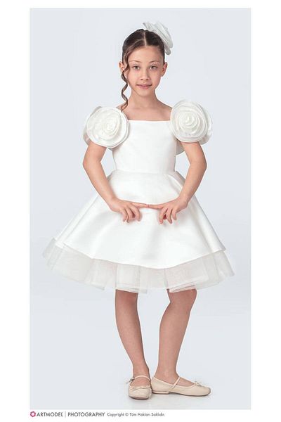 nisaykids Girl's Flower Detailed Evening Dress and Buckle Suit