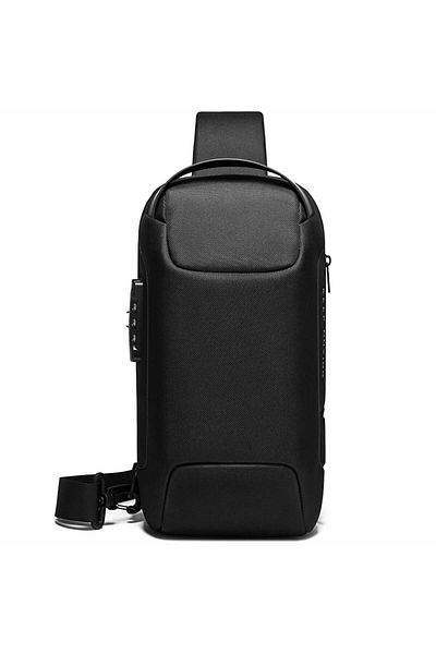 BANGE Crossbody backpack, splash-proof, anti-theft pocket, TSA lock and USB port, BANGE, Black