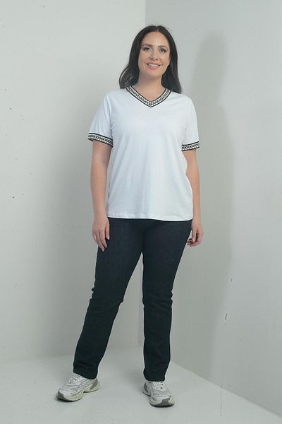 By Saygı Women's High Waist Tube Leg Lycra Plus Size Jeans