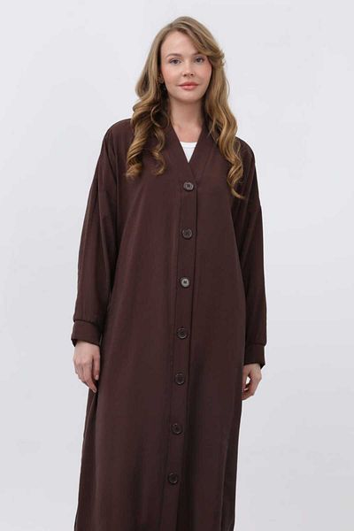 Puane Cardigan largi pentru femei de vară de sezon nou, cu nasturi, maro amar 10681