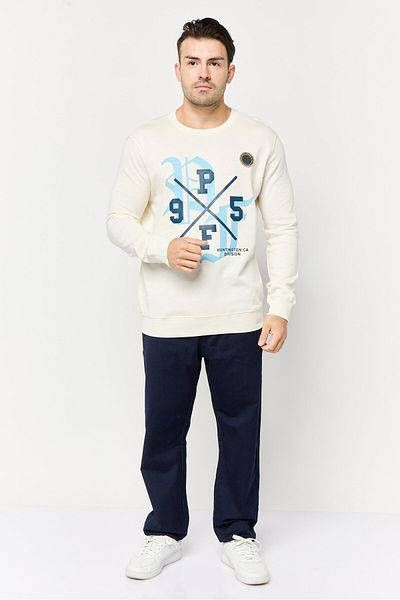 PAUL FRANK Men Crew Neck Printed Sweatshirts, Off White