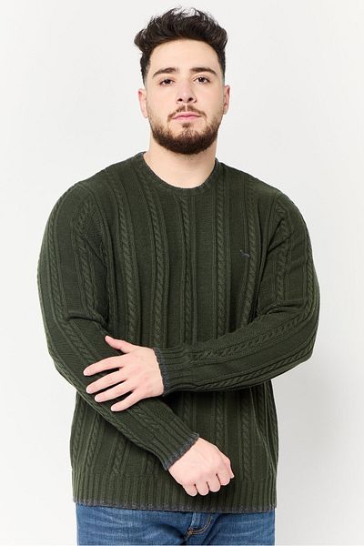Harmont & Blaine Men Crew Neck Long Sleeve Brand Logo Sweater, Olive