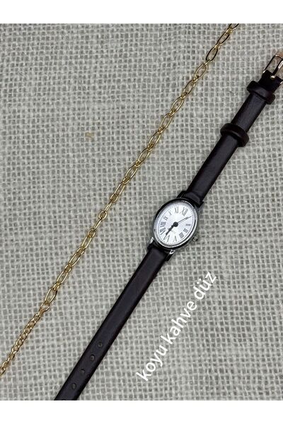 Brality Minimal Kadın Kol Saat Vintage Model , GÜMÜŞ Renk Kasa , Beyaz ROMA R...
