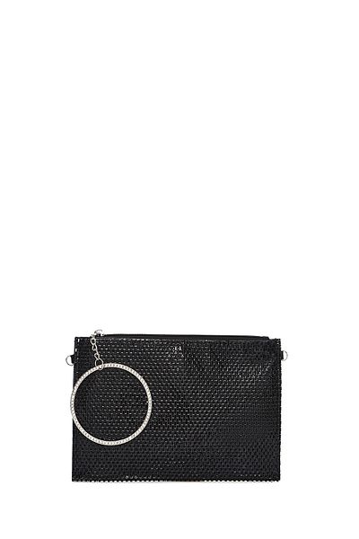 Derimod Women's Black Stone Long Chain Strap Evening Dress Clutch Bag 25Sbd2922Ts