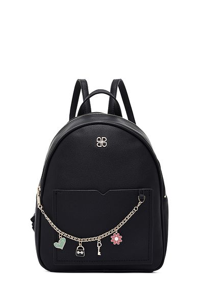 Derimod Women's Black Backpack with Accessory Detail 25Sbd2560Ft