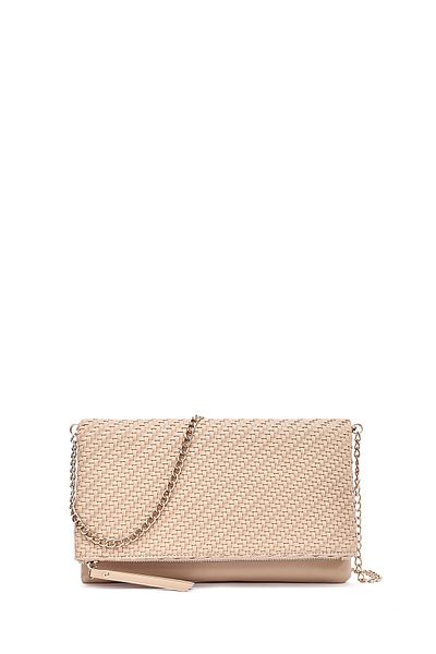 Derimod Women's Brown Long Chain Strap Braided Portfolio Bag 25Sbd293429