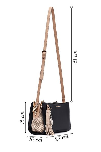 Derimod Women's Black Long Strap Crossbody Bag with Accessory Detail 25Sbd249414