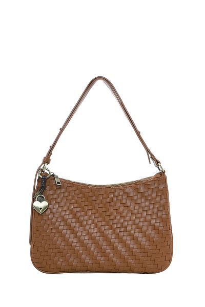 Derimod Women's Tan Knitted Patterned Shoulder Bag 25Sbd293029