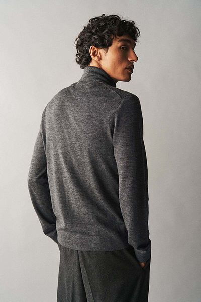 H&M Slim Fit Zip-through merino wool cardigan
