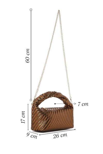 Derimod Women's Brown Long Strap Braided Mini Shoulder Bag 25Sbd292429