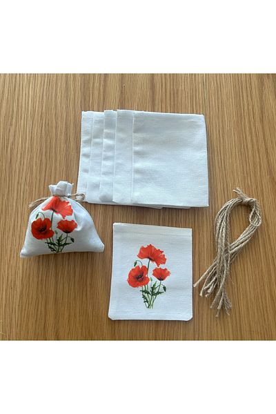 Poros Store Printed Fabric White Raw Cloth 9X11 cm 5 Pieces