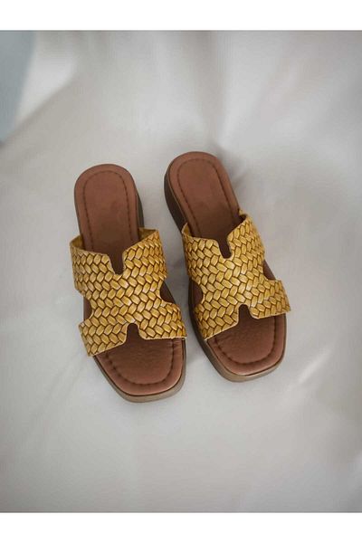 Gül karatekin gk Women's Genuine Leather Comfort Sole Slippers