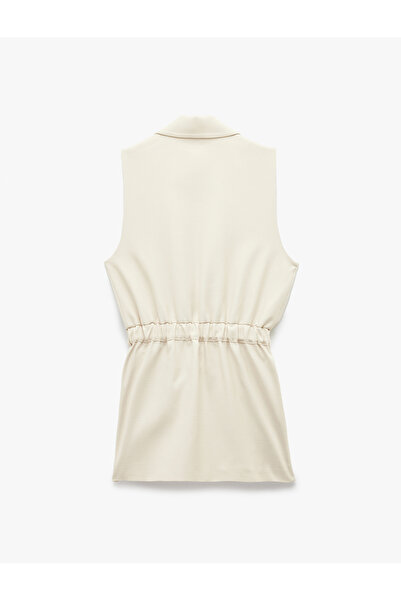 Koton Lined Double Breasted Sleeveless Belted Long Blazer Vest