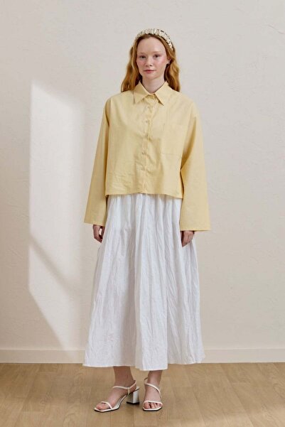 Ceylan Otantik White Crinkled Balloon Skirt