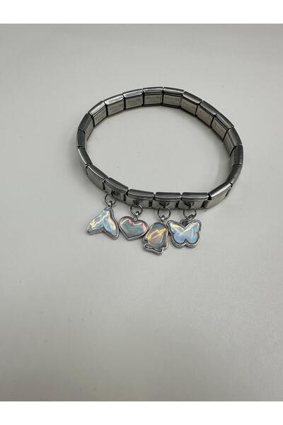 Lav Aksesuar الاتجاه الجديد الهولوغرام الصلب سوار القلب البطريق فراشة مع ذيل ...