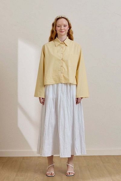 Ceylan Otantik White Crinkled Balloon Skirt
