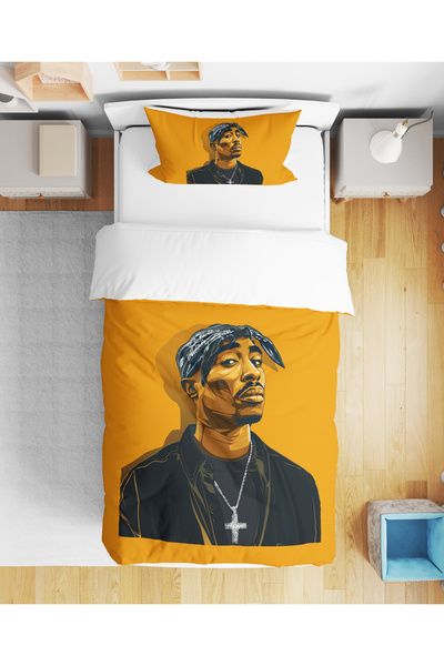 Home Σετ κρεβατιού με μονό κάλυμμα 3D ψηφιακής εκτύπωσης Tupac Shakur 2pac Rap
