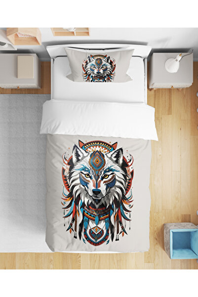 Home Bozkurt Wolf 3D Digital Printed Single Bed Sheetless مجموعة مفروشات للأولاد الصغار والأطفال الصغار