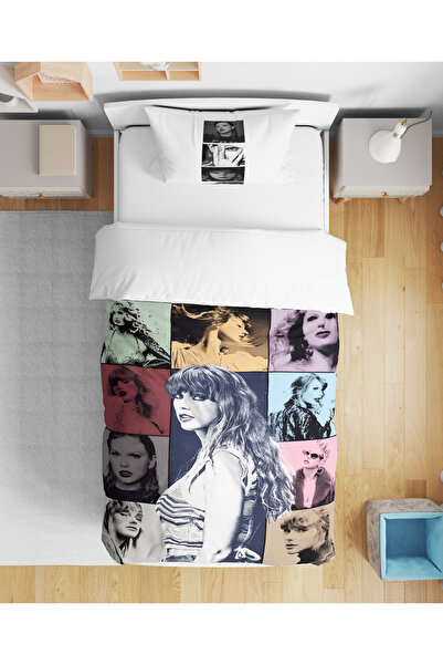 Home Taylor Swift Şarkıcı 3D Dijital Baskılı Tek Kişilik Çarşafsız Genç Kız Ç...