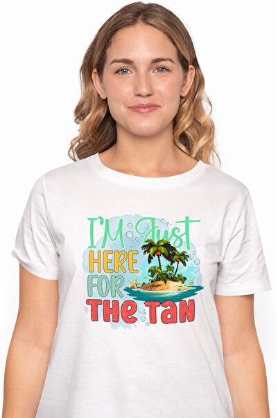 StoryGift Romania Tricou Femei Cu Mesajul "i'm Just Here For The Tan", Vara, ...