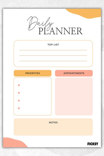 Ficksy Günlük Planlayıcı - A5 Ebat Yapılacaklar - 50 Yaprak - Daily Planner