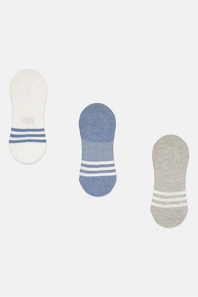 Tapout Men 3 Pairs Brand Logo Round Invible Socks, Multicolor