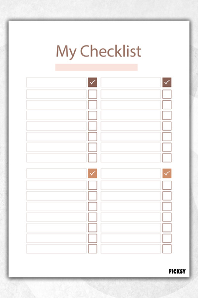 Ficksy Checklist - Kontrol Listesi - A5 - Rutin Görev Takip Listesi - Günlük ...