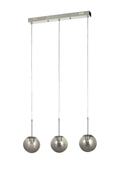 Avizemoda Miya 3 lü Yemek Masası Üstü Füme Camlı Modern Sarkıt Avize - (Krom ...