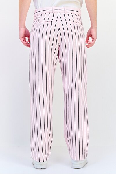 Esprit Men Loose Fit Straight Leg Non Stretchable Pants, Pink