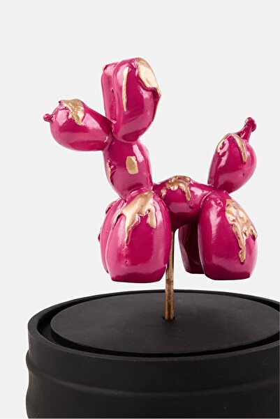 NANETTE LEPORE Polyresin Decorative Standing Balloon Dog With Glass Cover, Multicolor