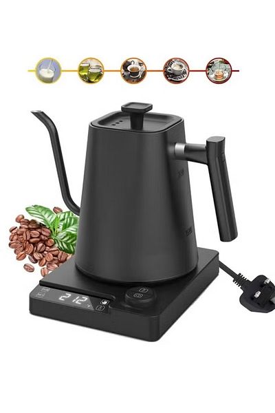 ET-LIFE 1000 mL Electric Gooseneck Kettle, Pour Over Kettle for Coffee and Tea, 1200W Rapid Heating, Black