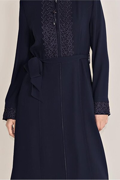 Alvina Guipure Detailed Waist Belted Curtain 10216