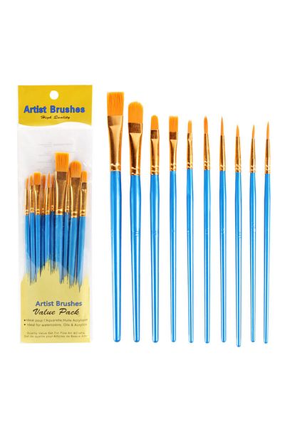 Choice Blue 10Pcs Plastic Short Rod Art Painting Watercolor Gouache Oil Brush Multi-color Multi-functional