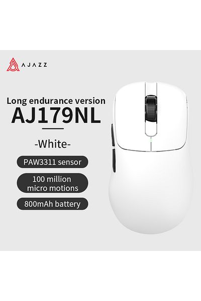 Ajazz ماوس AJ179NL-أبيض-800 مللي أمبير/ساعة AJAZZ AJ179 PRO PAW3395 لاسلكي سلكي خفيف الوزن مع شحن مغناطيسي