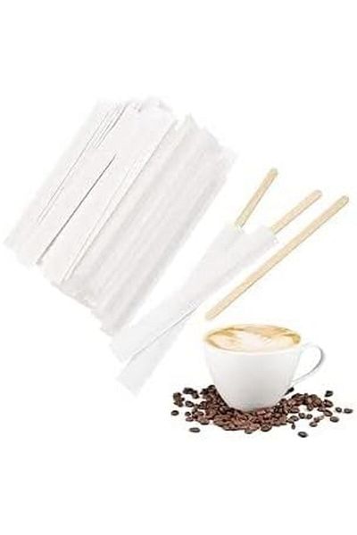 Other Wooden Coffee Stirrer Individually Wrapped for Single Use | Eco-Friendly | 200 Pcs Brown Plastic
