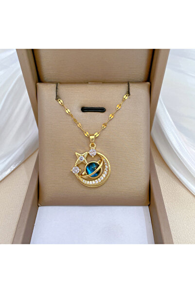 Choice قلادة H Light فاخرة من الفولاذ التيتانيوم سلسلة النجوم للنساء باللون ا...