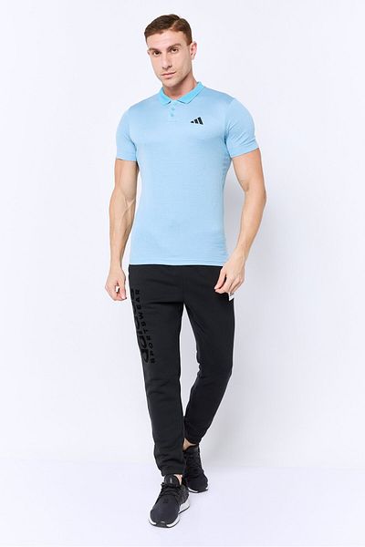 adidas Men Slim Fit Short Sleeve Tennis Polo Shirt, Light Blue