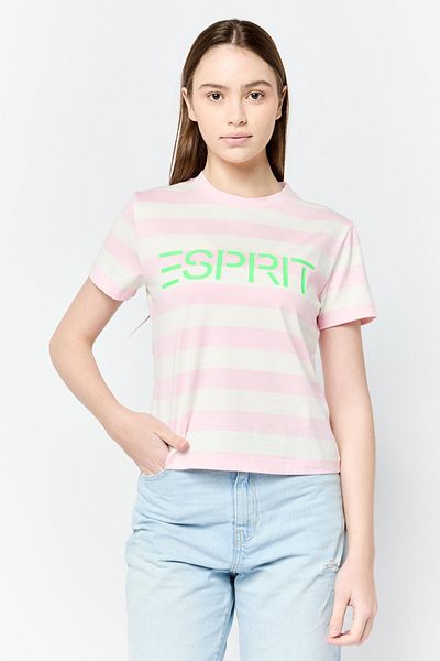 Esprit Women Crew Neck Short Sleeve Brand Logo T-shirt, Multicolor