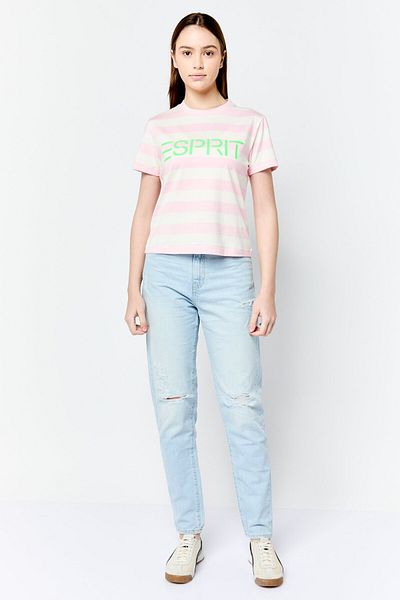 Esprit Women Crew Neck Short Sleeve Brand Logo T-shirt, Multicolor