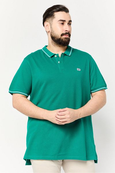 Lee Men Regular Fit Short Sve Brand Logo Polo Shirt, Green