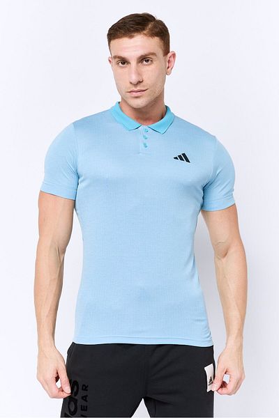 adidas Men Slim Fit Short Sleeve Tennis Polo Shirt, Light Blue
