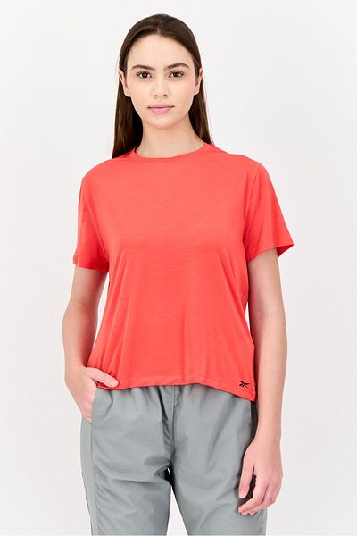 Reebok Women Sportswear Fit Short Sleeve Outdoor Top, Orange