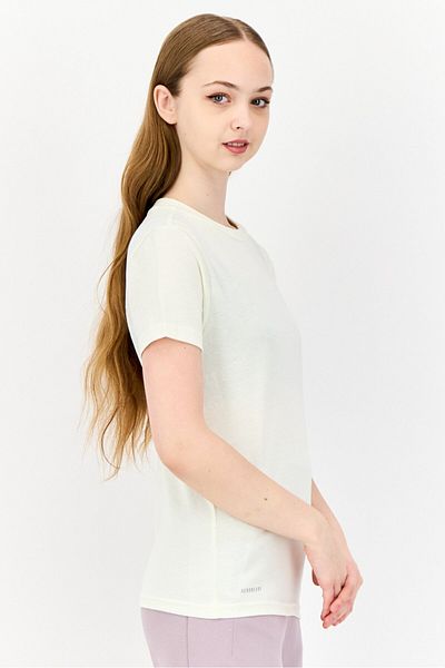 adidas Women Sportswear Fit Short Sleeve Training Top, Ivory