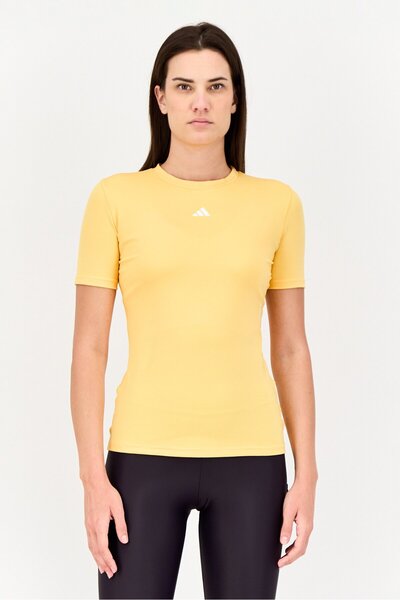 adidas تي شيرت تدريب نسائي بأكمام قصيرة بتقنية Tech Fit، برتقالي